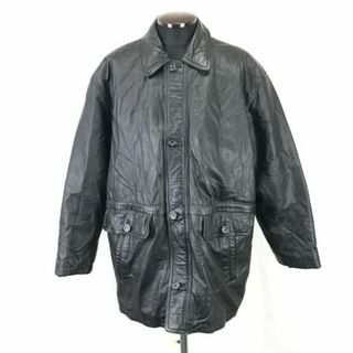 BEER★牛革/中綿入り/カウレザーコート/ジャケット/ブルゾン【メンズLL/黒/black】Coats/Jackets/Jumpers◆zBH316 BUZZBERG(レザージャケット)