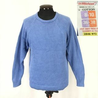 Vintage/Made in the UK/英国製★セントマイケル/St.Michael★コットンセーター【36-38/76-81cm/men's-S-M/水色】knit/sweater◆cBH369 #BUZZBERG(ニット/セーター)