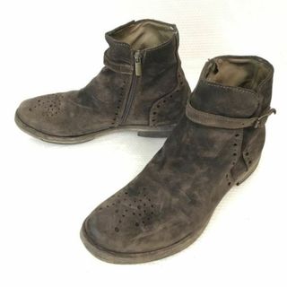 Area Forte(エリアフォルテ★スエード本革/サイドジップ/ショートブーツ【28.0程度/茶/BROWN】ハンドメイド/Shoes◆bWB97-8　#BUZZBERG(ブーツ)