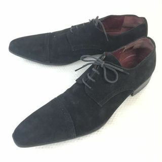 パスカル モラビト/PASCAL MORABITO★ロングノーズ/スエード本革/パンチドキャップトウ【44/28.0-28.5/黒/BLACK】dress shoes◆bi-159 #BUZZBERG(ドレス/ビジネス)