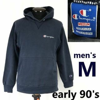 希少90s/青タグ/Vintage/USA製★チャンピオン/champion★左右非対称?リバースウィーブ/スウェットパーカー【メンズM/紺/navy】Tops◆cBH485 #BUZZBERG(パーカー)