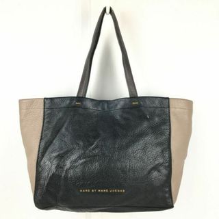 MARC BY MARC JACOBS/マークジェイコブス★レザー トートバッグ　【黒×グレージュ/ツートンカラー 本革】肩かけ/ショルダー　管NO.YB5-92 #BUZZBERG(ショルダーバッグ)