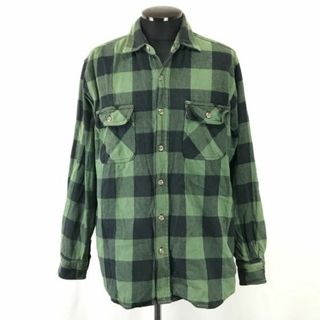 90s?★フィールド＆ストリーム/field&stream★緑系バッファローチェック/フランネルシャツ【メンズL/green】ウエスタン/Tops◆cBH322 BUZZBERG(シャツ)