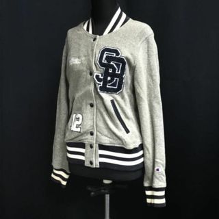 チャンピオン/champion/REVERSE WEAVE★スウェット/スタジャン【レディースM/グレー】リバースウィーブ/ワッペン/Jacket/Jumper◆cBH499 #BUZZBERG(ロングコート)