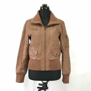 フリーズショップ/FREE'S SHOP★本革/ライダースレザージャケット/ブルゾン【レディースM/茶/brown/ピッグスキン】Jackets/Jumpers◆cBH321 BUZZBERG(ライダースジャケット)