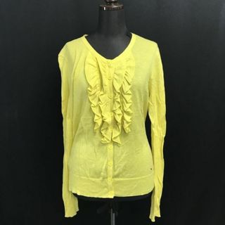 ソニアリキエル/SONIA RYKIEL★絹/シルク20%/フリル/薄手/長袖カーディガン【40/レディース/L/黄/yellow】Tops/Shirts◆cBH573 #BUZZBERG(カーディガン)