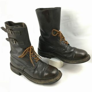 試着交換OK！60sビンテージ/Vintage  1969　欧州　コンバット　コマンド　ミリタリーブーツ　size41　26.0-26.5程度　ダークブラウン/茶/BROWN〉 boots　管No.WN32 #BUZZBERG(ブーツ)