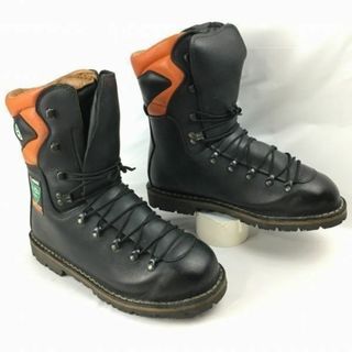 定価11.6万円　イタリア製　TREEME 林業保護ブーツ　本革スチールトゥ【size44　28.0-28.5】〈黒/BLACK/ブラック〉ワークブ/レザーフォレストリー/土木作業　管No.WN21 #BUZZBERG(ブーツ)