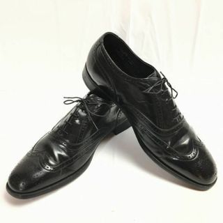 試着交換OK！HANOVER/ハノーバー【9.5D/B　26.5-27.5〈黒/BLACK/ブラック】80s?ビンテージ//USA製　フルブローグ　ウイングチップ　ビジネスシューズ//菅NO.WZE-49 #BUZZBERG(ドレス/ビジネス)