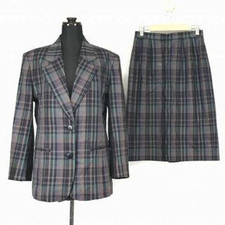 バーバリー(BURBERRY)の90s以前ビンテージ★Burberrys/バーバリー★ひざ下丈スカートスーツ/ブレザー【9AR/紫/パープル/チェック柄】上下セットアップ◆XBF701 #BUZZBERG(スーツ)