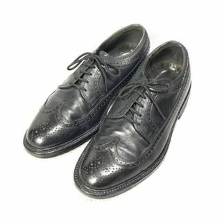 70?80年代? ビンテージ品★FREEMAN★サイズ7 E★25.5cm★ロングウイングチップ ビジネスシューズ★黒 ブラック◆is7-7 #BUZZBERG(ドレス/ビジネス)