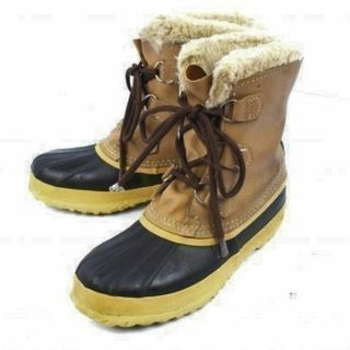 ソレル(SOREL)のカナダ製ビンテージ品★ソレルSOREL★本革スノーブーツ【23.5-24.5程度/ベージュ×黒】インナー付き◆WB2-03 #BUZZBERG(ブーツ)