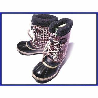 ソレル(SOREL)のカナダ名門★SOREL/ソレル【24.0ｃｍ/ピンク系チェック柄】インナー付き/高級スノーブーツ◆X6G11 #BUZZBERG(ブーツ)