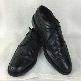 70s-80s頃？USA製【10 E/27.5-28.0　黒】グッドイヤー製法/ビンテージソール/ビジネスシューズ/ロングウイングチップ/管NO.ZA-66 #BUZZBERG(ドレス/ビジネス)