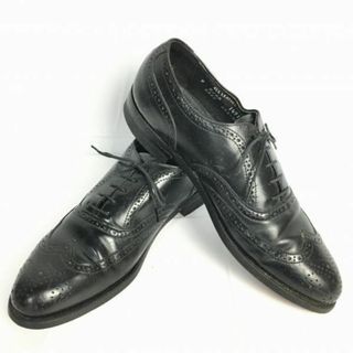 USA80s? Vintage/ビンテージ　STAFFORD/スタッフォード【サイズ9B/AA　25.5-26.5〈黒/BLACK/ブラック】フルブローグ　ウイングチップ　ビジネスシューズ　管NO.ZD-49 #BUZZBERG(ドレス/ビジネス)