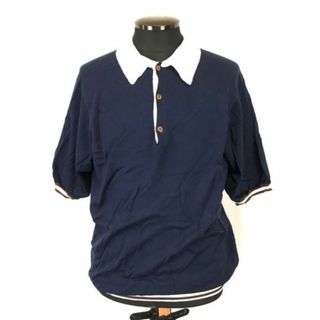 スコットランド製★MURRAY ALLAN/マレーアラン★襟付きコットンニットセーター/長袖ポロシャツ型【Mens size -M程度/紺】sweater◆XBH100 #BUZZBERG(ニット/セーター)