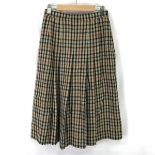 日本製★ダックス/DAKS★ウール100%/チェック/プリーツスカート【size 67-93/茶/brown】Skirts◆zBH692 #BUZZBERG(ひざ丈スカート)