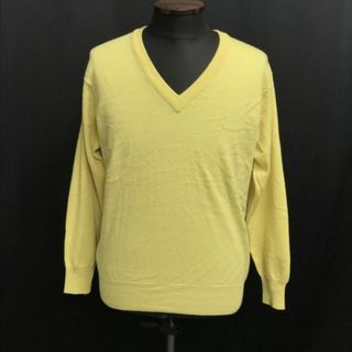 DF Cashmere★100％カシミヤ/Vネックセーター【40/メンズM程度/黄色/yellow】Tops/sweater◆cBH654 #BUZZBERG(ニット/セーター)