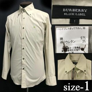 三陽商会★バーバリーブラックレーベル/BURBERRY BLACK LABEL★長袖ボタンダウンシャツ【1/メンズS程度/ベージュ】Tops/Shirts◆cBH754 ＃BUZZBERG(シャツ)