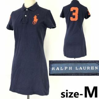 RALPH LAUREN★半袖ポロシャツ型/ワンピース【レディースM/ミニ丈/紺/navy】ビッグポニー/ラルフローレン/背番号3刺繍◆ｃpBH736 ＃BUZZBERG(ミニワンピース)