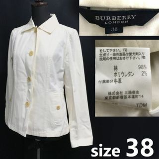 三陽商会製★BURBERRY★春夏/薄手ジャケット/ショート丈/ステンカラーコート【レディース38/アイボリー】コットン/Coat/Jumper◆cBH710 ＃BUZZBERG(テーラードジャケット)