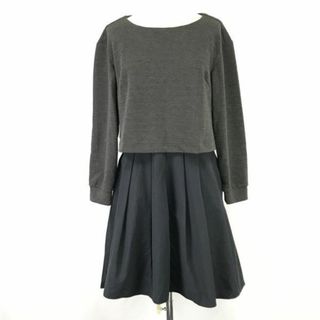 1.1万円/タグ付新古品★ブロードゥリーアンドコー/broderie & co★ナノユニバース/ワンピース【サイズF/チャコールグレー】Dress◆cBH685 ＃BUZZBERG(ひざ丈ワンピース)