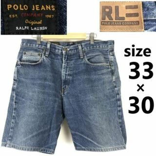 POLO JEANS CO./ラルフローレン★ショート/ハーフ/デニムパンツ【W33ｘ30/メンズL程度】ジーンズ/半ズボン/Pants/Trouser◆cBH665 ＃BUZZBERG(デニム/ジーンズ)