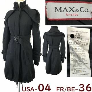 マックス&コージャパン正規代理店タグ★Max&Co.★ロングコート【36/S-M/black/黒】ブルガリア製/ボリュームカラー/Jacket/Jumper◆cBH719 ＃BUZZBERG(その他)