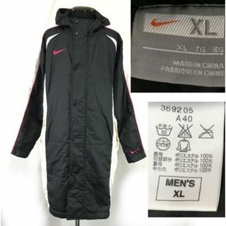 ナイキ/NIKE★中綿入り/ロング/ベンチコート【メンズXL/黒/black】フルダブルジップ/サッカー/スポーツ/防寒/Coat/Jacket/Jumper◆cBH717 ＃BUZZBERG(ブルゾン)