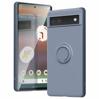 【色:グレーブルー】Google Pixel 6A ケース リング シリコン ピ(その他)