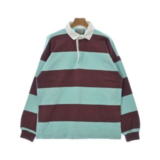 ビームスボーイ(BEAMS BOY)のBEAMS BOY ビームスボーイ ポロシャツ M 水色x茶(ボーダー) 【古着】【中古】(ポロシャツ)