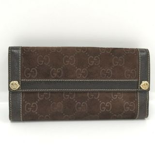 グッチ(Gucci)のGUCCI 二つ折り財布 レザー スエード ブラウン 153211(財布)