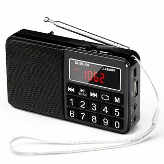【カラー:真っ黒】Gemean J-429SW ポータブル USB ラジオ ポケ(ラジオ)