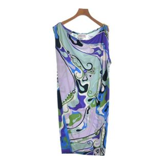 エミリオプッチ(EMILIO PUCCI)のEMILIO PUCCI ワンピース 38(S位) 紫x水色x緑(総柄) 【古着】【中古】(ひざ丈ワンピース)