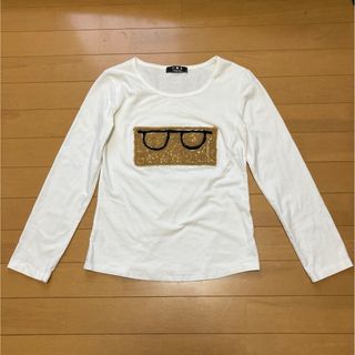 Tシャツ　ホワイト　メガネ(Tシャツ(長袖/七分))