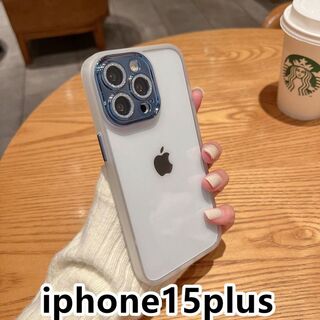 iphone15plusケース  レンズ保護付き　ホワイト158b(iPhoneケース)