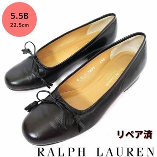 良品❤Ralph Lauren【ラルフローレン】ローヒール リボン パンプス 黒