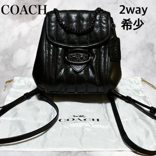 コーチ(COACH)の【極美品】コーチ☆リュック 黒 オールレザー キルティング 2way メロディー(リュック/バックパック)