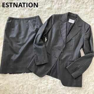 ESTNATION UMA スカートスーツ セットアップ グレーストライプ 40