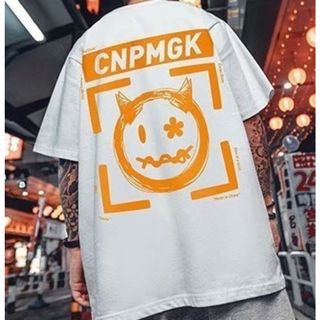 【大人気商品♪】Tシャツ　黄色ロゴ　ロゴ　スマイル　オーバーサイズ(Tシャツ/カットソー(七分/長袖))