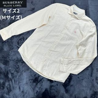 バーバリーブラックレーベル(BURBERRY BLACK LABEL)のバーバリーブラックレーベル✨リネン混ホースロゴ入長袖シャツ ベージュ サイズ2(シャツ)