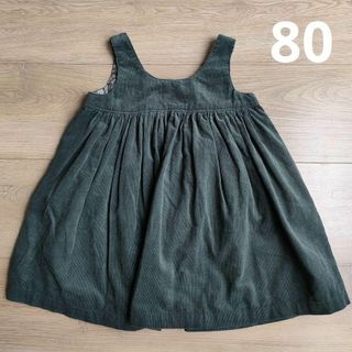 80　ハンドメイド　フレンチコーデュロイ　チュニックワンピース(ワンピース)