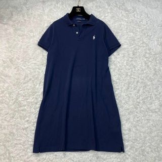 ポロラルフローレン(POLO RALPH LAUREN)のポロ　ラルフローレン　ワンピース　ポロシャツワンピース　半袖　ネイビー　Ｌサイズ(ひざ丈ワンピース)