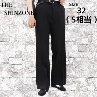 シンゾーン(Shinzone)の【美品】ザシンゾーン☆センタープレススラックス 黒 S相当 ポリエステル 美脚(その他)