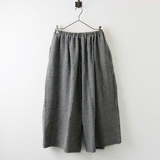 AD2022 タオ コムデギャルソン tao COMME des GARCONS 千鳥チェック ウールワイドパンツ S/ブラック ゴム キュロット【2400013886123】