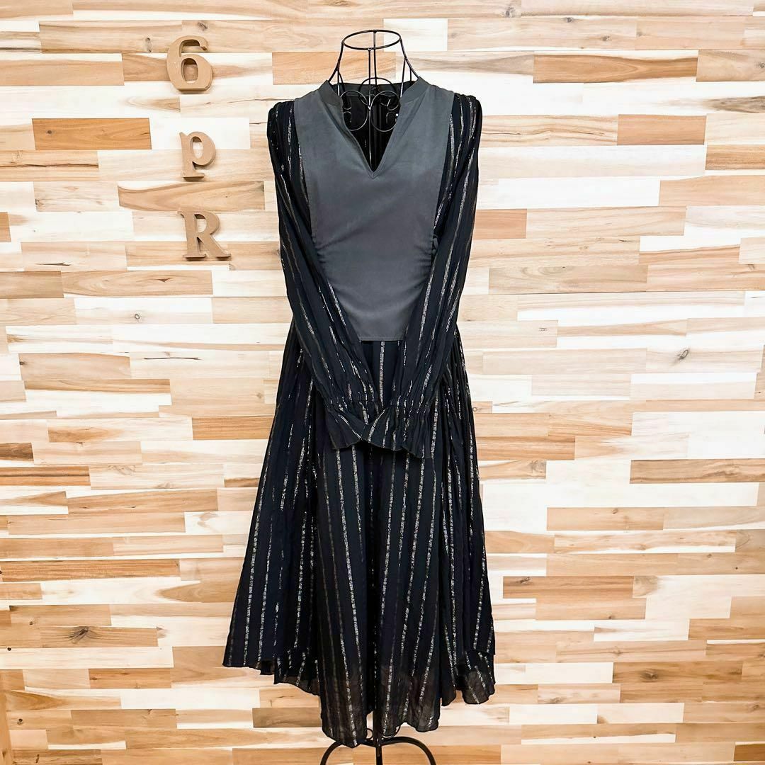 Ameri VINTAGE - 【アメリ】異素材ドッキング ラメ糸 シアー Ameri VINTAGE - 【アメリ】異素材ドッキング ラメ糸 シアー