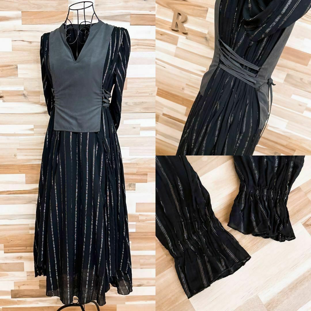 Ameri VINTAGE - 【アメリ】異素材ドッキング ラメ糸 シアー Ameri VINTAGE - 【アメリ】異素材ドッキング ラメ糸 シアー
