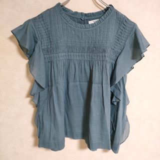 イザベルマラン(Isabel Marant)のISABEL MARANT ETOILE フリル袖 コットン サイズ34 ブラウス シャツ ブルーグレー レディース イザベルマラン【中古】4-0513S△(シャツ/ブラウス(半袖/袖なし))