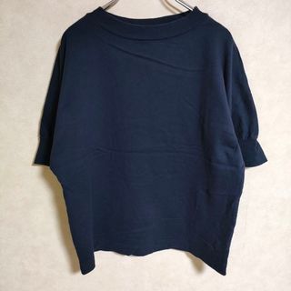 homspun 40/2天竺 ハイネック半袖PO 232-6317 定価8800円 半袖Ｔシャツ カットソー 2023SS ネイビー レディース ホームスパン【中古】4-0513S△(Tシャツ(半袖/袖なし))