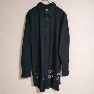 ブラックコムデギャルソン(BLACK COMME des GARCONS)のBLACK COMME des GARCONS アイレット ハトメ 1A-B001 サイズL 長袖シャツ AD2017 ブラック メンズ ブラックコムデギャルソン【中古】4-0513M△(シャツ)